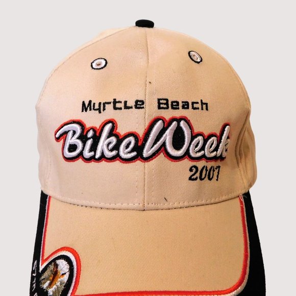 Myrtle Beach Bike Week 2007 Eagle Ball Cap 67th Anniversary Beige Adj Strap - Picture 8 of 10